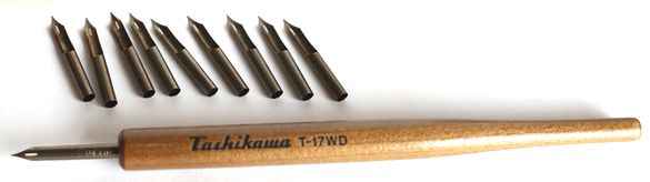 タチカワ丸ペン軸と丸ペン10本 B163-2