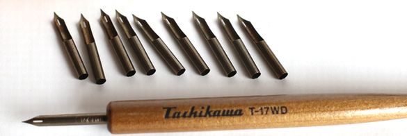 タチカワ丸ペン軸と丸ペン10本 B163-4