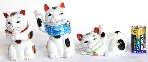 陶器製 招き猫 3個　A14-2