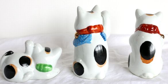 陶器製 招き猫 3個　A14-5