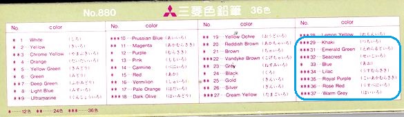三菱色鉛筆８色紙箱入り８ダース B296-5