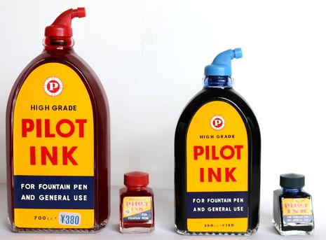 PILOT INK PURE RED / BLURE BLACK　昭和の時代のインキ