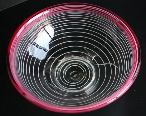 大型氷コップ ガラス鉢 赤縁輪線文A34a-1