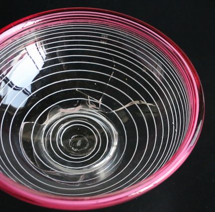 大型氷コップ ガラス鉢 赤縁輪線文A34a-3