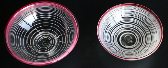 大型氷コップ ガラス鉢 赤縁輪線文A34a/b-4