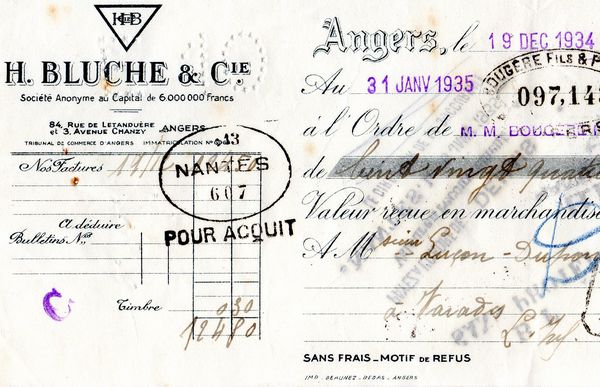 フランスアンティーク 1930年代の書類３枚15