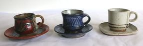 益子焼　コーヒー碗と皿　A302a/b/c
