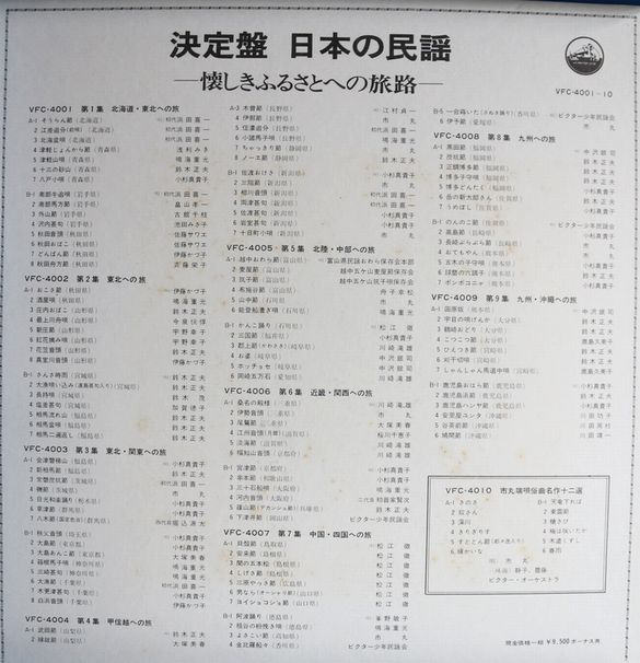 ビクターLPレコード　決定盤 日本の民謡　A209-6